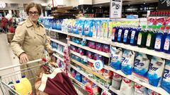 BUENOS AIRES, ARGENTINA - MARCH 18: A senior customer shops at a Disco Supermarket on March 18, 2020 in Buenos Aires, Argentina. As an emergency measure, some supermarkets decided to open one hour earlier and give exclusive access to people over 65, considered a group of risk amid the increasing cases of COVID-19. National Government also licensed public employees and encouraged seniors to stay at home. (Photo by Lalo Yasky/Getty Images)