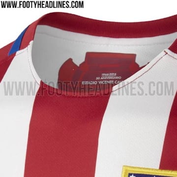 Commemorative graphic inside the Atlético shirt.