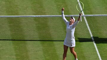 After two hours of action the Czech star completed a three-set victory to clinch her first Wimbledon title.