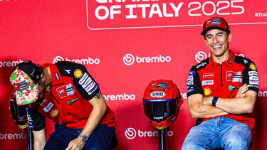 Bagnaia y Márquez, en la rueda de prensa del GP de Italia de MotoGP.