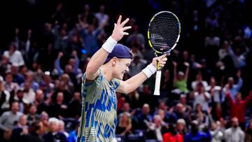 Holger RUNE of Denmark the seventh day of the ATP Masters 1000 Rolex Paris Masters on November 6, 2022 in Paris, France. (Photo by Sandra Ruhaut/Icon Sport via Getty Images)