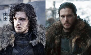 Jon Snow en la primera (izq) y séptima (der) temporada de Game of Thrones.  