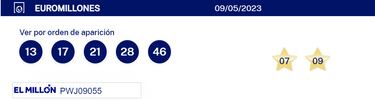 Euromillones: comprobar los resultados del sorteo de hoy, martes 9 de mayo