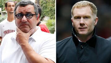 Mino Raiola y Paul Scholes.