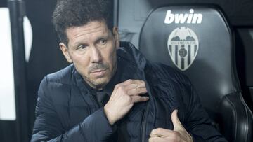 Simeone, durante el Valencia-Atlético (2-2)