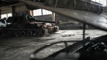 A damaged self-propelled howitzer waits for repair, amid Russia's attack on Ukraine, in Donetsk region, Ukraine January 22, 2024. REUTERS/Inna Varenytsia