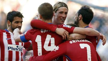 Los jugadores del Atlético celebran un gol.