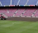 El Barça comienza a plantar el nuevo césped del Camp Nou