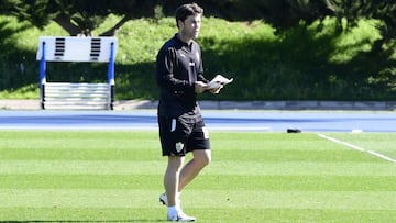 Rubi, entrenador del Almer&iacute;a, durante un entrenamiento.