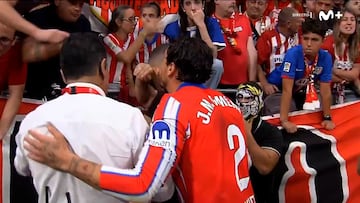 Movistar Plus+ capta la conversación de Koke y Giménez con el fondo sur del Metropolitano