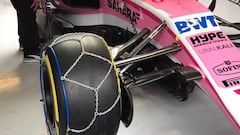Force India 'pone cadenas' por la nieve que cae en Barcelona
