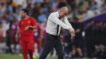 Soccer Football - Club World Cup - Final - Manchester City v Fluminense - King Abdullah Sports City, Jeddah, Saudi Arabia - December 22, 2023 Manchester City manager Pep Guardiola reacts REUTERS/Amr Abdallah Dalsh