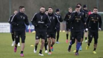 Los jugadores del Eibar entrenan en Abegondo