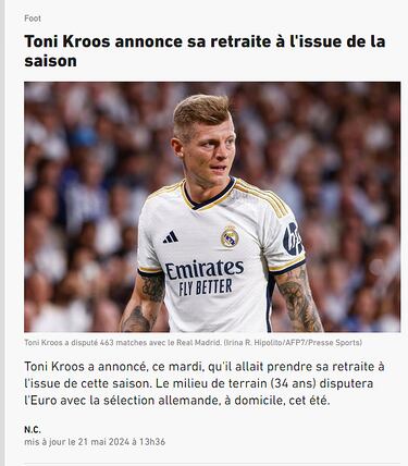 Un mundo rendido a Kroos: “Es difícil imaginar un final más digno”
