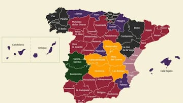 Imagen del mapa de España con los nombres más 'terroríficos' en cada provincia. (Mapa: HolidayGuru)