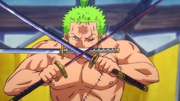 Zoro blandiendo sus tres espadas en Wano.