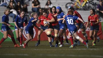 Imágenes de la semifinal del Campeonato de Europa de rugby femenino disputada en el Estadio Central de la Universidad Complutense entre la selección española, dirigida por José Antonio Barrio, y la selección rusa.