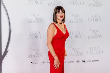 La escritora y periodista Irene Villa durante el photocall previo al concierto Lola Índigo en el Estadio Riyadh Air Metropolitano.