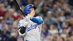 WASHINGTON, DC - APRIL 23: Shohei Ohtani #17 of the Los Angeles Dodgers hits a solo home run in the ninth inning during a baseball game against the Washington Nationals at Nationals Park on April 23, 2024 in Washington, DC.   Mitchell Layton/Getty Images/AFP (Photo by Mitchell Layton / GETTY IMAGES NORTH AMERICA / Getty Images via AFP)