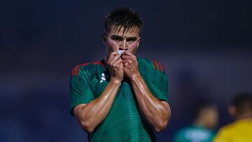 Ettson Ayon celebrates his goal 2-0 of Mexico during the game Mexico (Mexican National Team) vs Costa Rica, corresponding to Final Gold Medalof Mens Soccer at the Central American and Caribbean Games San Salvador 2023, at Las Delicias National Stadium, on July 06, 2023.

<br><br>

Ettson Ayon celebra su gol 2-0 de Mexico durante el partido Mexico (Seleccion Nacional Mexicana) vs Costa Rica, correspondiente a la Final por la Medalla de oro del Futbol Masculino en los Juegos Centroamericanos y del Caribe San Salvador 2023, en el Estadio Nacional Las Delicias, el 06 de Julio de 2023.