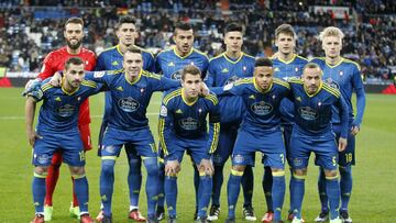 Formación inicial del Celta en el partido disputado en el Santiago Bernabéu el 18 de enero de 2017.