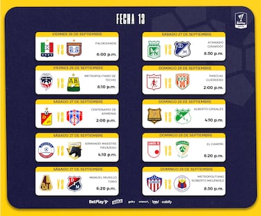 Fixture de la Liga BetPlay 2025-II
