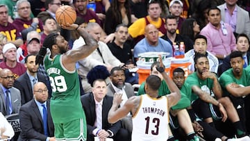 CLEVELAND, OH - MAY 21: Jae Crowder #99 of the Boston Celtics shoots against Tristan Thompson #13 of the Cleveland Cavaliers in the second half during Game Three of the 2017 NBA Eastern Conference Finals at Quicken Loans Arena on May 21, 2017 in Cleveland, Ohio. NOTE TO USER: User expressly acknowledges and agrees that, by downloading and or using this photograph, User is consenting to the terms and conditions of the Getty Images License Agreement. Jason Miller/Getty Images/AFP
== FOR NEWSPAPERS, INTERNET, TELCOS & TELEVISION USE ONLY ==