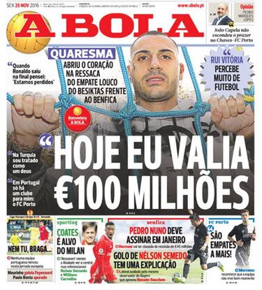 Quaresma: "Yo hoy valdría 100 millones de euros"