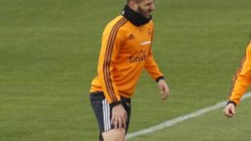 Karim no tenía buena cara al inicio del entrenamiento.