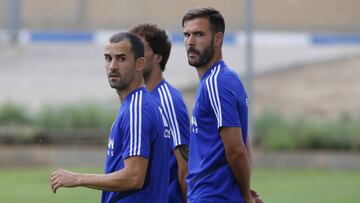 Atienza, junto a Linares, en un entrenamiento.