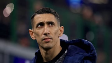 MILAN, ITALY - MARCH 19: Angel Di Maria of Juventus looks on prior to the Serie A match between FC Internazionale and Juventus at Stadio Giuseppe Meazza on March 19, 2023 in Milan, Italy. (Photo by Giuseppe Cottini/Getty Images)