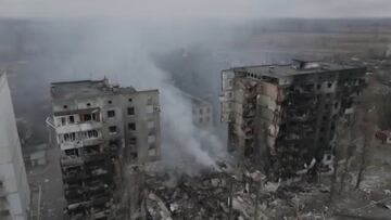 Un dron capta la destrucción de una ciudad en Ucrania: ¡muy triste!