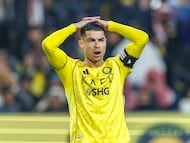 RIYADH, SAUDI ARABIA - JANUARY 26: Cristiano Ronaldo of team Al-Nassr FC during the Saudi Pro League game between Al Nassr and Al Taawoun at Al Awwal Park on January 26, 2026 in Riyadh, Saudi Arabia. (Photo by Abdullah Ahmed/Getty Images)