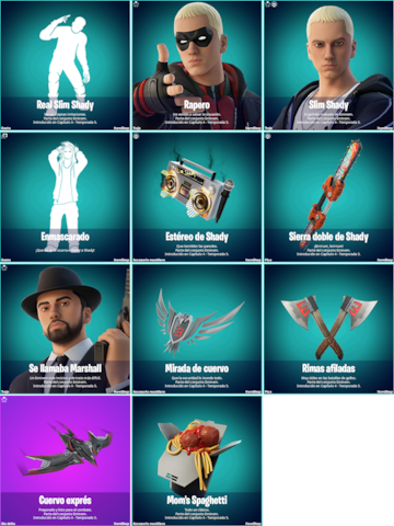 fortnite eminem skins objetos tienda