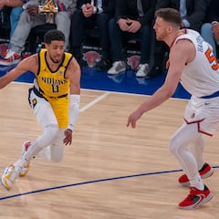 Why isn’t Tyrese Haliburton playing for the Pacers against the Knicks in game 2 today?