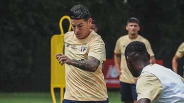 James Rodríguez durante un entrenamiento con Sao Paulo.