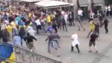German and Ukranian fans fight in Lille leaving two injured