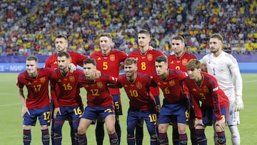 Once inicial de España ante Rumanía.