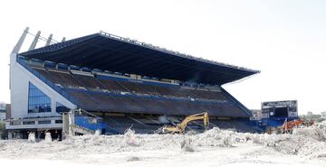 Aspecto de la demolición del Estadio Vicente Calderón a 1 de agosto de 2019.