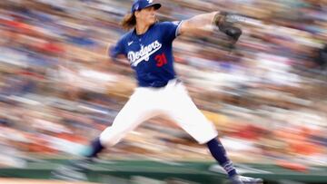 GLENDALE, ARIZONA - MARCH 12: Starting pitcher Tyler Glasnow #31 of the Los Angeles Dodgers pitches against the San Francisco Giants during the third inning of the MLB spring game at Camelback Ranch on March 12, 2024 in Glendale, Arizona.   Christian Petersen/Getty Images/AFP (Photo by Christian Petersen / GETTY IMAGES NORTH AMERICA / Getty Images via AFP)