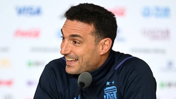 LUSAIL CITY, QATAR - DECEMBER 13: Lionel Scaloni, Head Coach of Argentina, attends the post match press conference after the 3-0 win during the FIFA World Cup Qatar 2022 semi final match between Argentina and Croatia at Lusail Stadium on December 13, 2022 in Lusail City, Qatar. (Photo by Shaun Botterill - FIFA/FIFA via Getty Images)