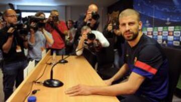 Piqué en la rueda de prensa.