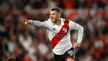 Soccer Football - Argentina Primera Division - River Plate v Racing Club - Estadio Mas Monumental, Buenos Aires, Argentina - July 28, 2023 River Plate's Lucas Beltran celebrates scoring their first goal REUTERS/Agustin Marcarian