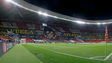 Tifo en el estadio del Atlético contra el Manchester United.