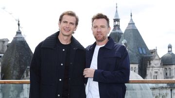 FILE PHOTO: Actors Hayden Christensen and Ewan McGregor pose at the Corinthia Hotel to celebrate the upcoming launch of Obi-Wan Kenobi on Disney+ in London, Britain, May 12, 2022. REUTERS/Matthew Childs/File Photo