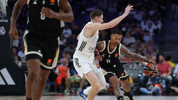 Edwin Jackson, escolta del Asvel Villeurbanne, ante David Kramer, del Real Madrid.