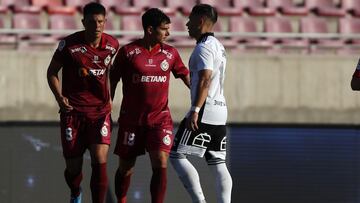 Futbol, Deportes La Serena vs Colo Colo.
 Fecha 2, campeonato Nacional 2022.
 El jugador de Deportes La Serena Santiago Dittborn, centro, celebra su gol contra Colo Colo durante el partido de primera division disputado en el estadio La Portada de La Seren