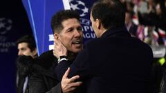 Simeone y Allegri se saludan antes del Atl&eacute;tico-Juventus