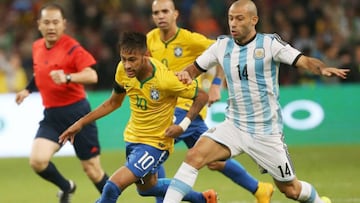 Brasil vs Argentina en pleno partido: Neymar vs Mascherano