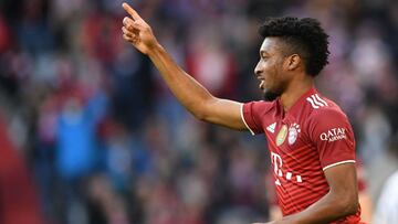 Kingsley Coman celebra un gol en el partido ante el Hoffenheim.